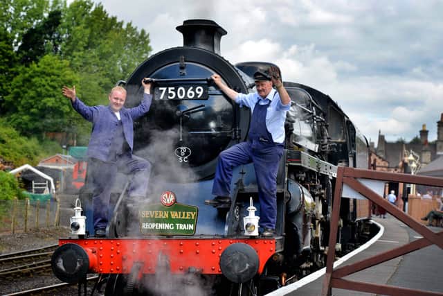 Tony Bending, right, with Severn Valley Railway fireman Joshua Harvey