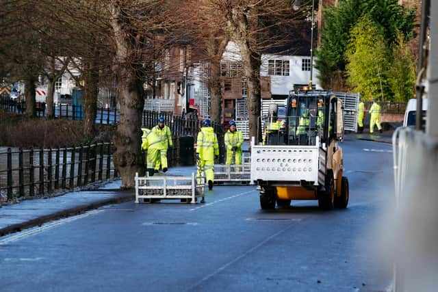 Flood barriers go up in Ironbridge with more rain on the way