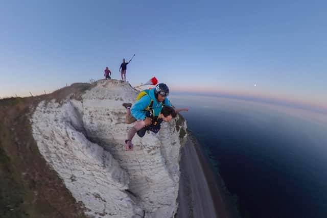 In Devon, BASE jumping  