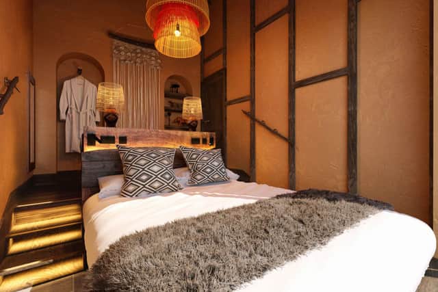 CGI images of the bedrooms and living space in the new Lion Lodges at West Midland Safari Park