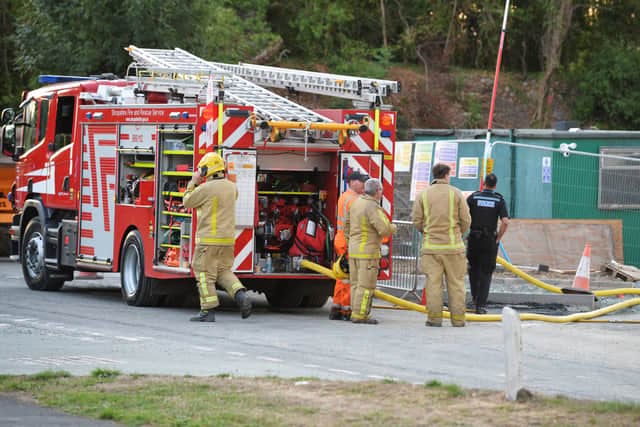 Firefighters at the scene in Pontesbury