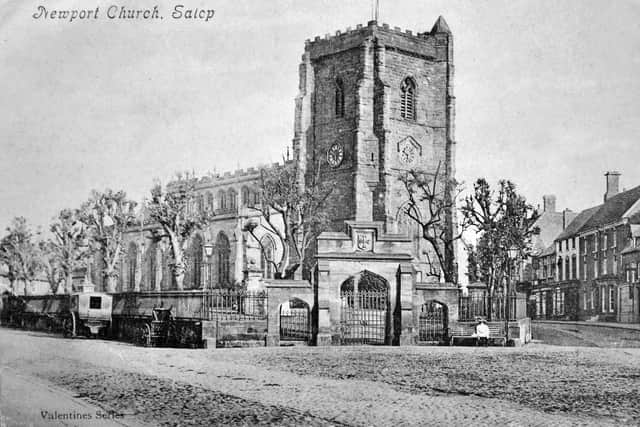 This old postcard has very little information with it, but we can tell it is St Nicholas Parish Church from the low end of the High Street, with St Mary's Street's cobblestones visible on the left