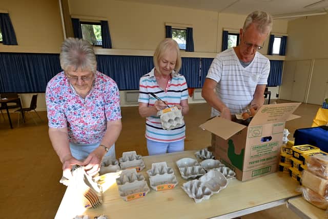 Ann Cooke, Trisha Palin and Alan Jolley of the St Laurence's food bank, Church Stretton