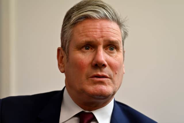 Labour leader Sir Keir Starmer during a visit to Acorn to Oaks Financial Services, Bilston