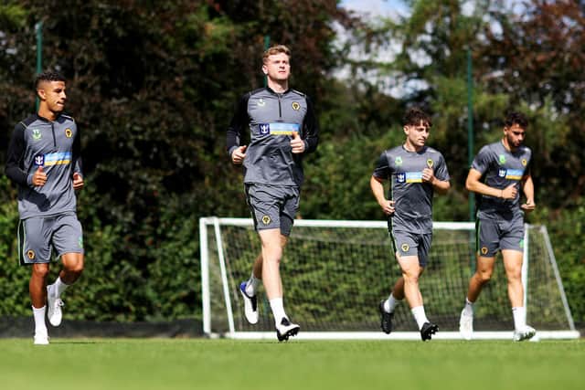 Joe Hodge training alongside Chem Campbell, Nathan Collins and Max Kilman (Getty)