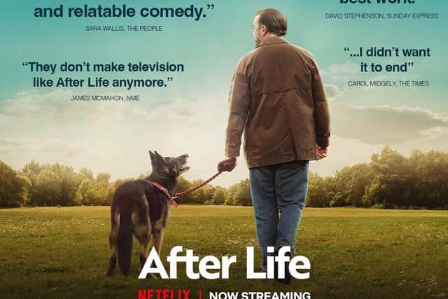 A poster promoting the Netflix series After Life. The image was recently quote Tweeted by Ricky Gervais.