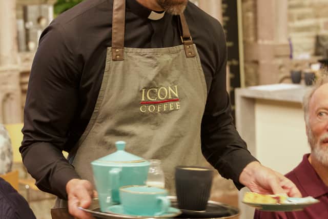 The Rev Kelvin Price serves coffee as well as God