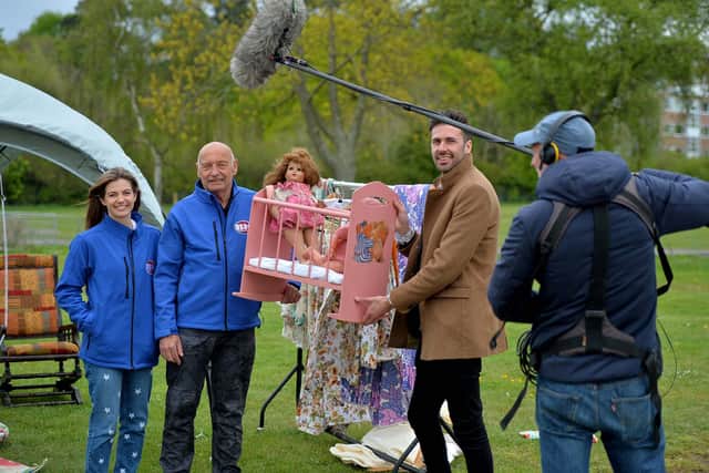 West Midlands Showground hosted Bargain Hunt last year. Specialist Tim Weeks, chats to Paul and Ruby Burniston from Ewyas Harold