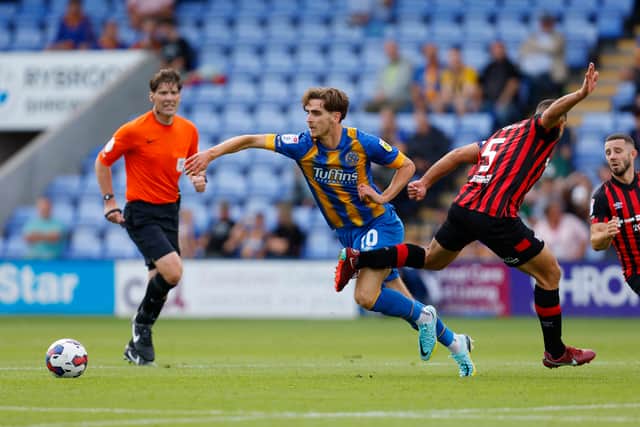 Tom Bayliss of Shrewsbury Town and Sam Morsy of Ipswich Town (AMA)