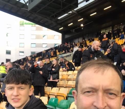 Alex Lowe with son Aden at Wolveswhere they have season tickets