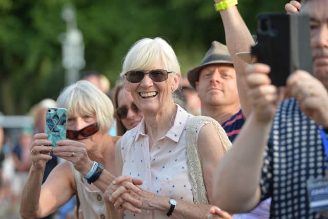 Spectators for the Queen's Baton Relay, at The Quarry