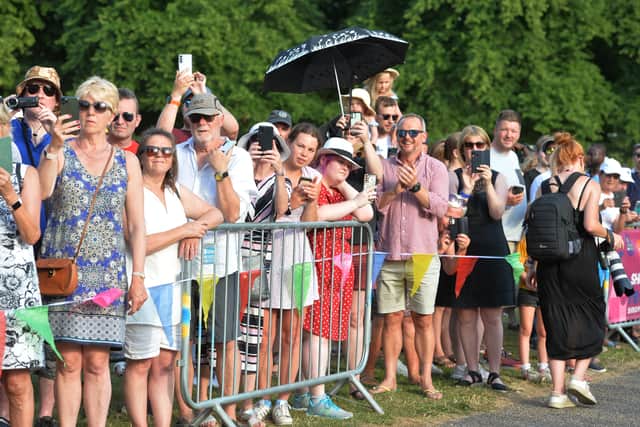 Spectators for the Queen's Baton Relay at The Quarry