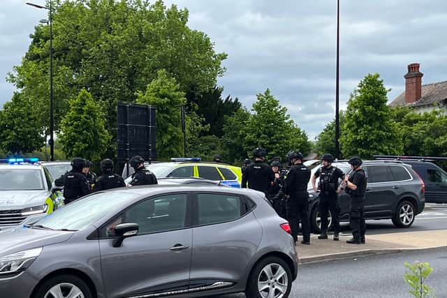 An armed police operation at the Heathgates roundabout in Shrewsbury