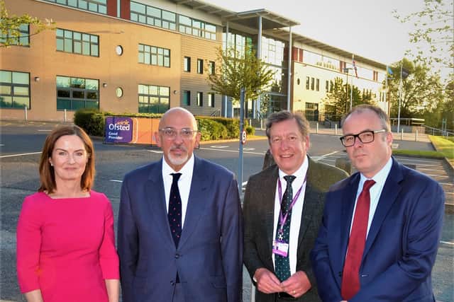 Telford MP Lucy Allan, Nadhim Zahawi, Telford College principal Graham Guest and David Williams