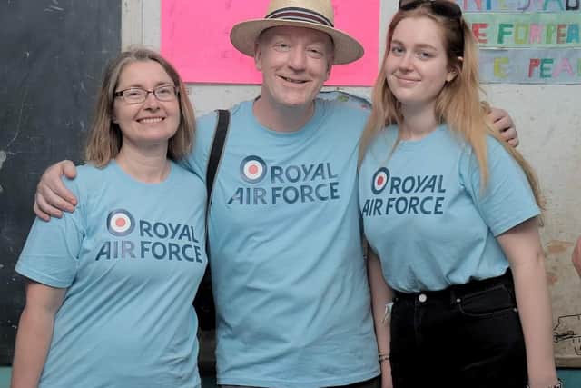 Charlotte with her mother, Helen, and father Wing Commander Neil Hope.