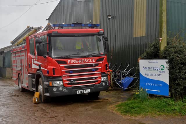 One fire crew remained at the site of the blaze on Saturday