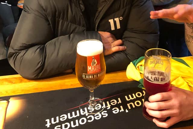 Carlos enjoying a pint at the bar