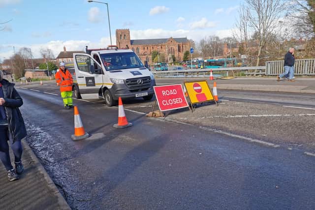 Road closure at English Bridge