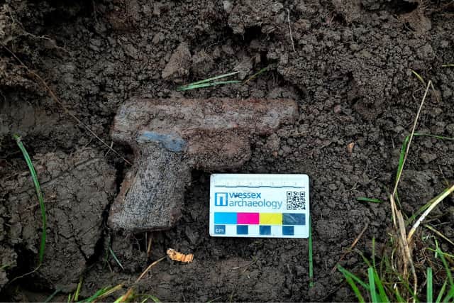 A loaded German pistol. Photo: Wessex Archaeology