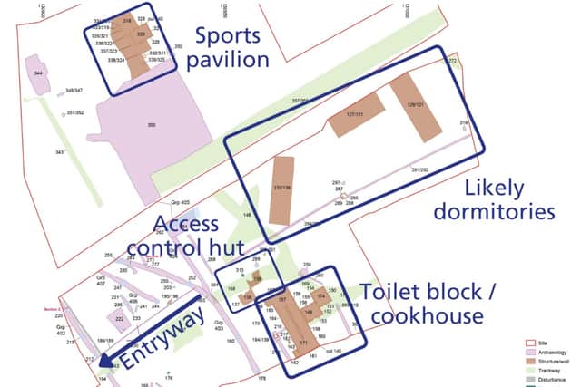 A map showing the layout of the camp at Mile End