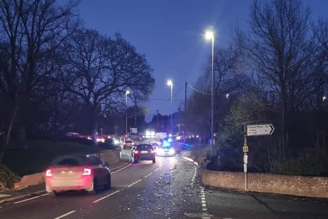 Plastic was strewn across the road for several miles. Photo: Bridgnorth Police