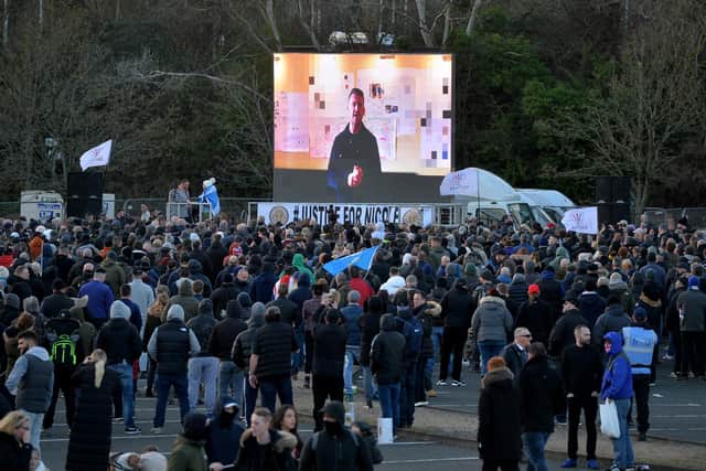 A film made by Tommy Robinson was shown on a big screen in Telford