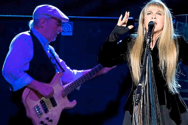 FILE - This March 19, 2009 file photo shows John McVie, left, and Stevie Nicks of Fleetwood Mac performing at Madison Square Garden in New York. Fleetwood Mac is heading back on the road with a 34-city U.S. tour kicking off April 3, 2013 in Columbus, Ohio. (AP Photo/Charles Sykes, file)