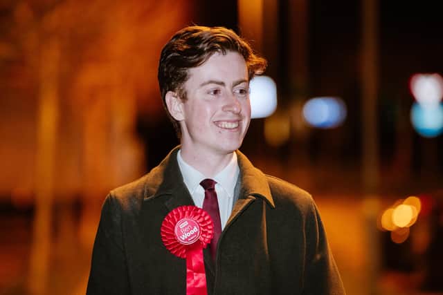 Labour candidate Ben Wood arrives at the count