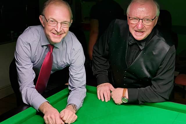 Andrew Highfield with Dennis Taylor