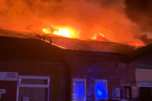 The blaze at the unit photo: Wem Fire Service