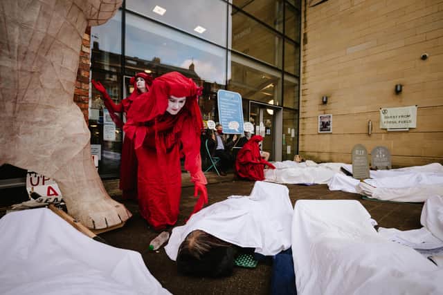Extinction Rebellion protesting outside the Theatre Severn