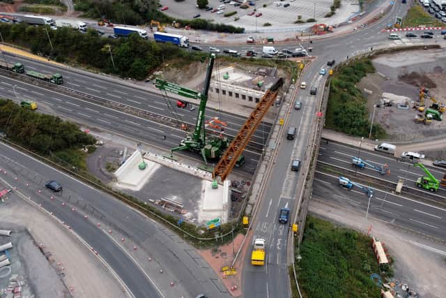 The first beams were lowered into place on Saturday