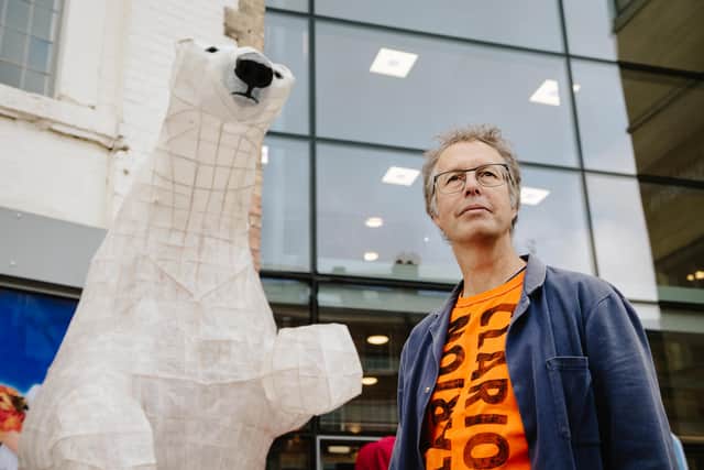 Clarion the Bear and creator Bamber