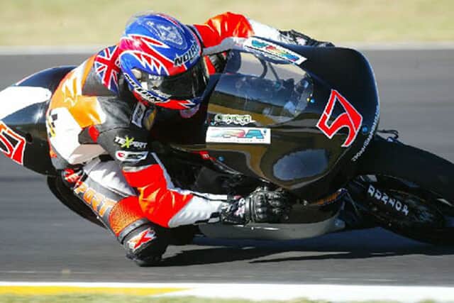 Davies in action on his 250cc Aprilia