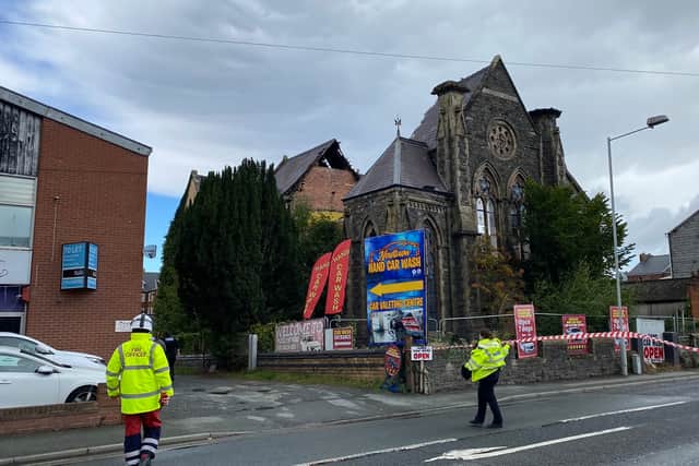 Emergency services close the road outside the chapel. Photo: Paul Williams H18-PDW Photography