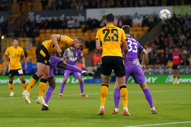 Wolverhampton Wanderers' Leander Dendoncker scores their side's first goal of the game during the Carabao Cup third round match