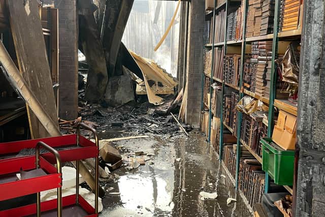 Just some of the fire and water damaged books