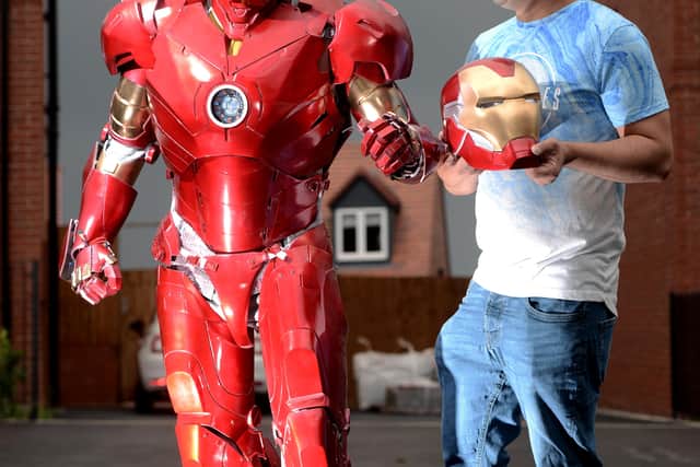 Adam Willoughby has 3D-printed an Iron Man suit. Wearing it is Jay Hinks