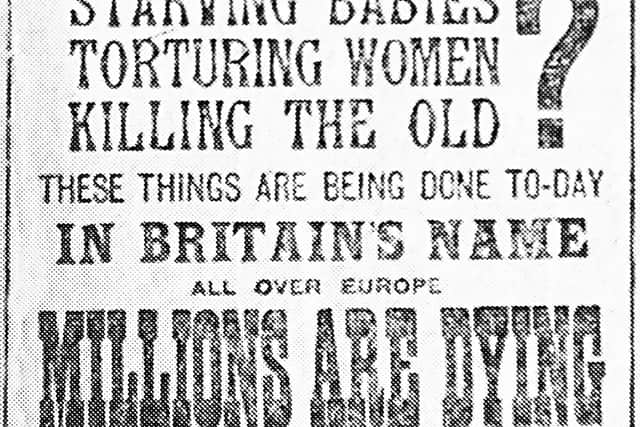 This was carried on the front page of the Daily Herald in May 1919 to galvanise support for the inaugural meeting of the Save The Children Fund.