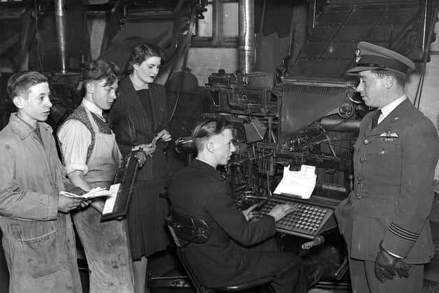Eric was feted on his last return to Shropshire, fulfilling a number of engagements. Here he is with Peggy in May 1941 visiting the offices of the old Wellington Journal and Shrewsbury News, in Queen Street, Wellington.