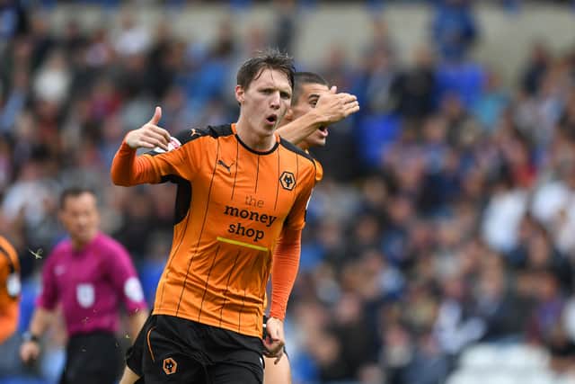 Joe Mason of Wolverhampton Wanderers celebrates after scoring a goal to make it 1-1