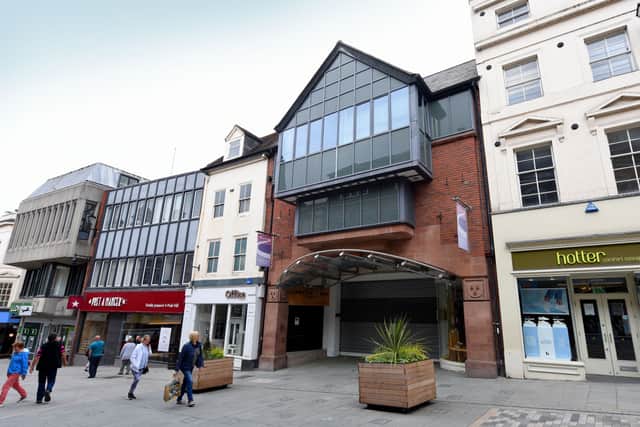 The entrance to Pride Hill Shopping Centre