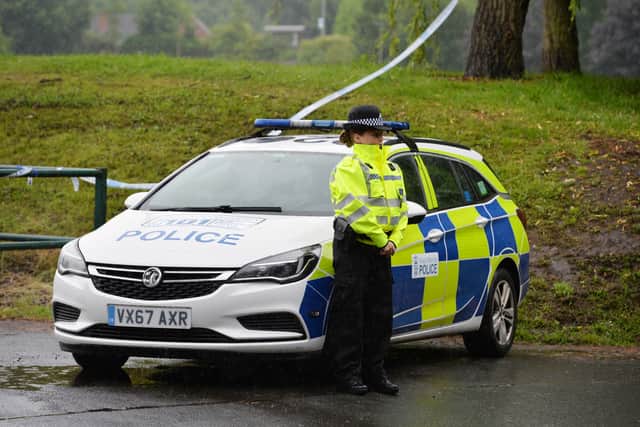 Police blocked entry to the park off in Ketley, Telford on July 3