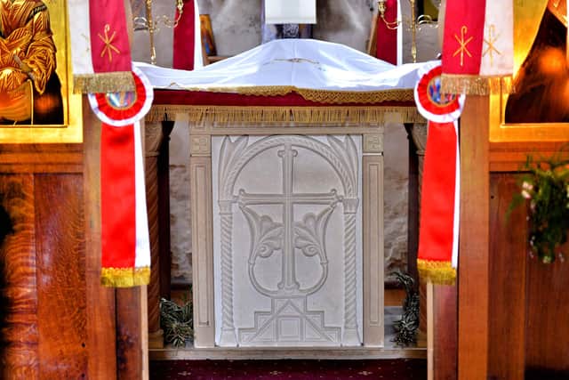 An altar carving done by Mr Hart