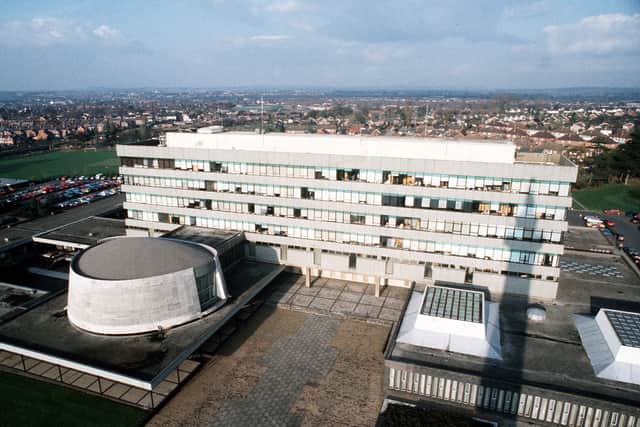 No prizes for guessing the viewpoint for this 1988 photograph of the complex.