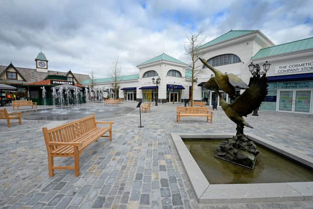 A sculpture in the plaza