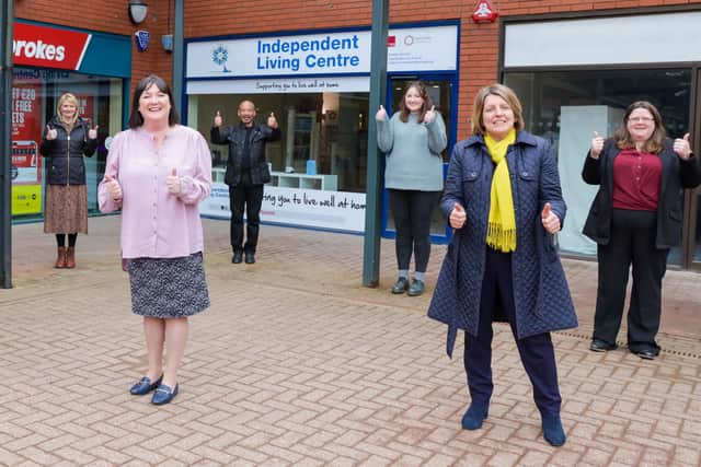 At the front are Councillor Andy Burford, cabinet member for health and social care, Debbie Gibbon, of Telford & Wrekin CVS and Sarah Dillon, director adult social care at Telford and Wrekin Council
