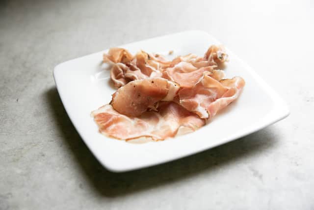 Moor Hall’s delicately sliced coppa