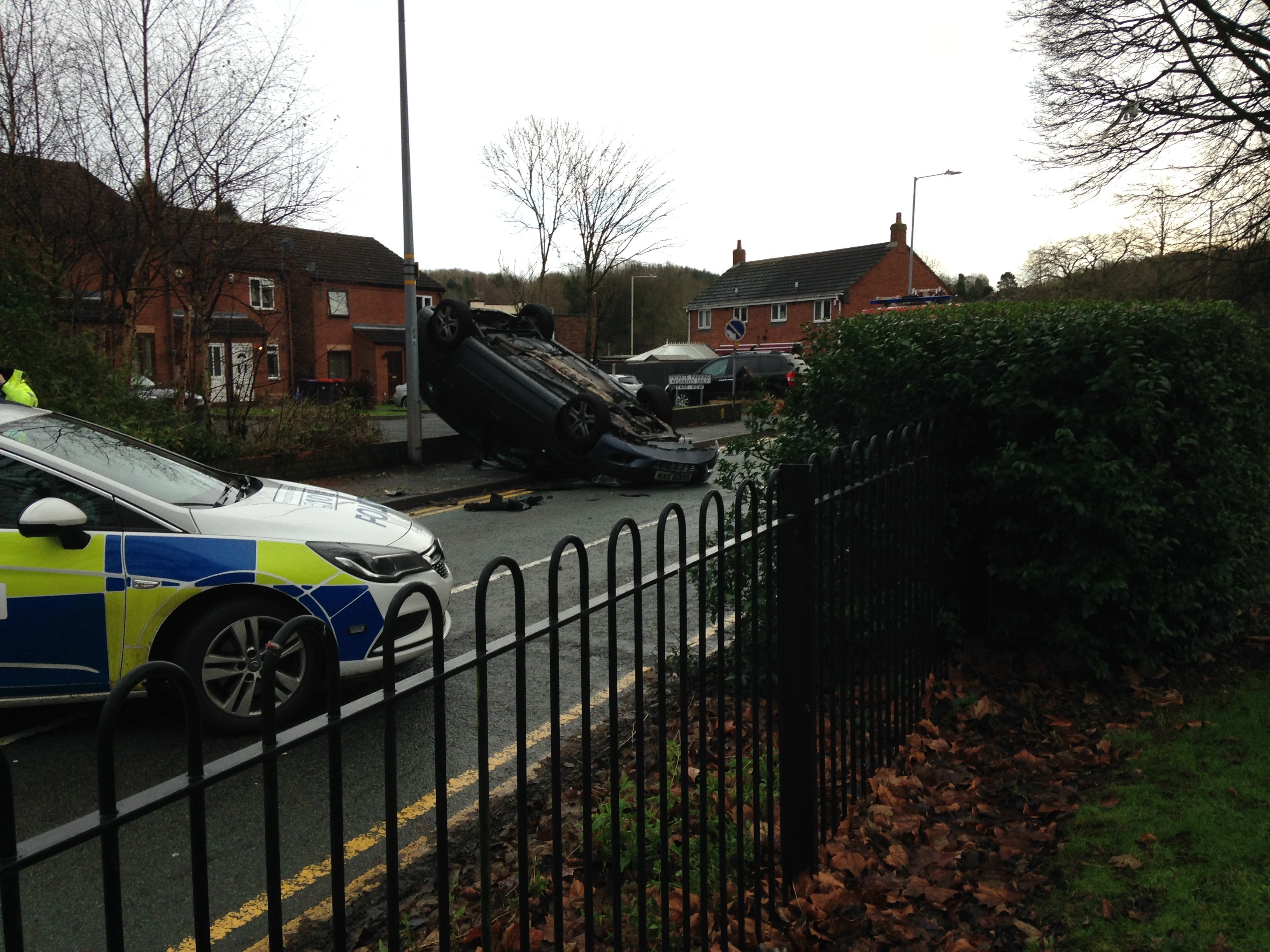 Man taken to hospital after flipping car onto roof in crash