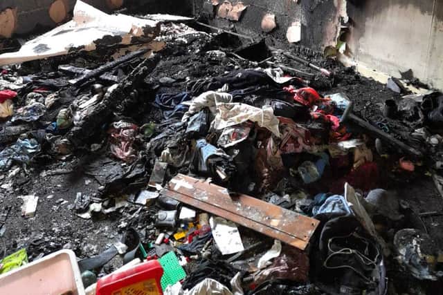 The master bedroom, where the fire started, was totally gutted
